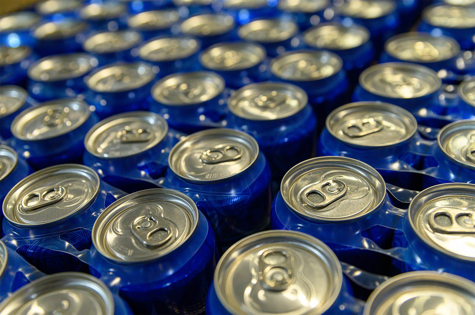 Cans of beer ready for shipping